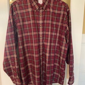 Brooks Brothers Burgundy and Green Plaid Shirt